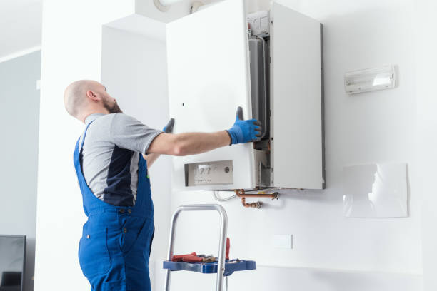 Water Heater 2 Professional engineer doing a boiler inspection at home